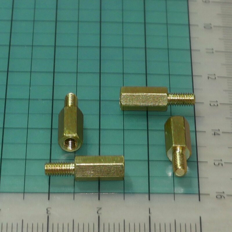 真鍮 六角スペーサー 10mm 4個セット オスメスM3ネジ6mm (ISOミリネジ プリント基板スタンドオフ PCケース マザーボード)