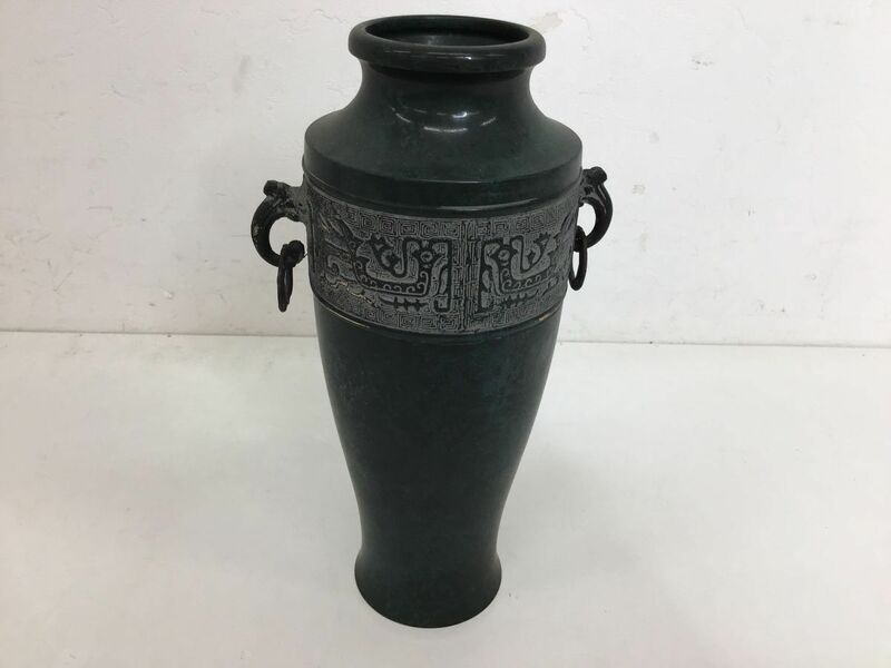 ●代DM089-80　青銅花瓶 天龍 花瓶 工芸品 (約)高さ24.5㎝ 口径6.4㎝ 横幅14㎝