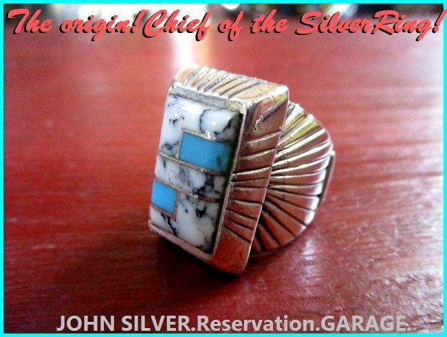 【JOHN SILVER】ジョンシルバー/オリジナル/the/origin/chief/of/the/silver/ring/with/turquoise/white/bison/18号/限定品