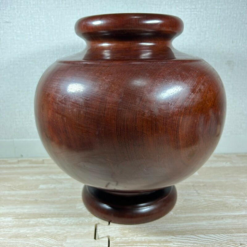 紫檀 壷 花瓶 花器 壺 アンティーク インテリア 置物 高さ約30cm 幅約26cm
