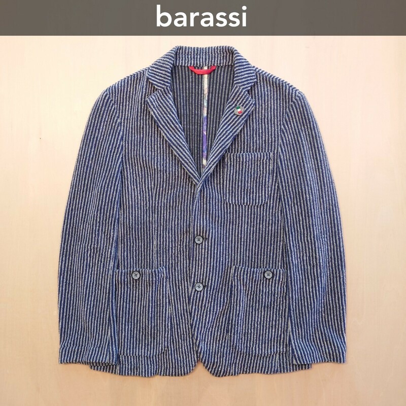 Barassi milano ジャケット ストライプ柄 タオル地 バラシミラノ サイズ46 日本製生地 2404