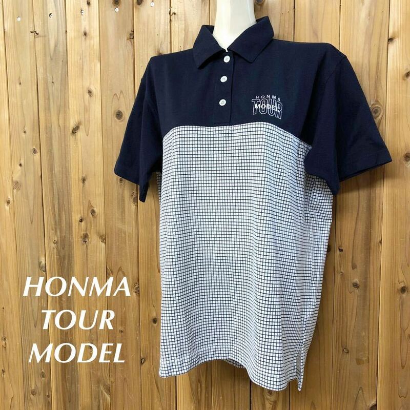 HONMA TOUR MODEL＊ホンマ レディースL 半袖 ポロシャツ トップス ロゴ刺繍 カジュアル スポーツ ゴルフウェア