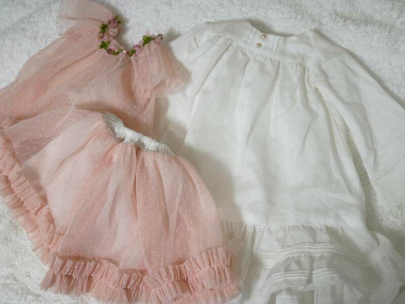 ディーラー様製　SD女の子サイズ　洋服　ワンピース　エプロン　レース　ピンク
