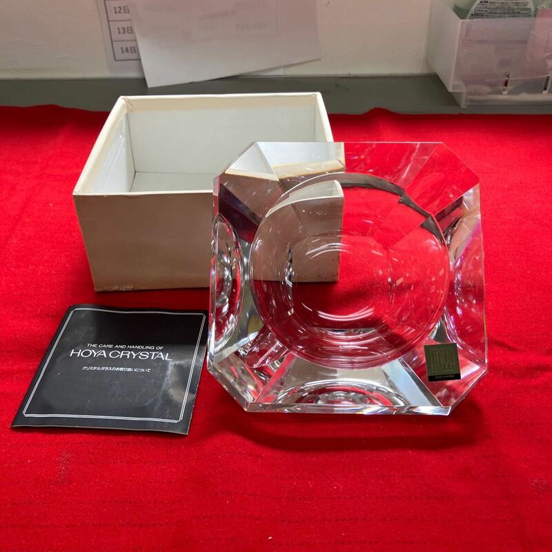 【HOYA クリスタルガラス 灰皿】喫煙用品 インテリア ガラス製品【B5-1③】0424