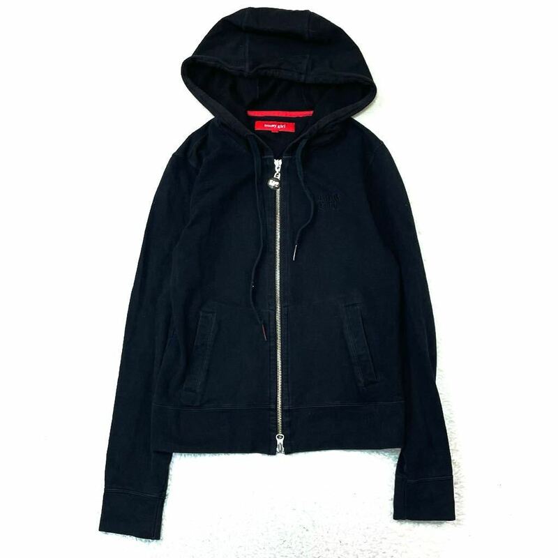 tommy girl トミーガール スウェットパーカー ストレッチ コットンパーカー ジップアップ フーディー 胸ロゴ レディース S相当 国内正規品