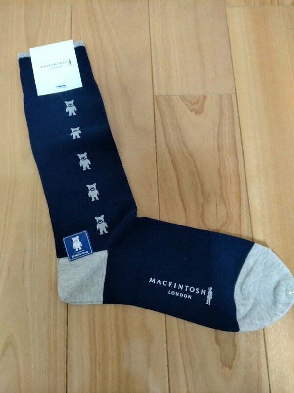 未使用 送料無料 MACKINTOSH LONDONマッキントッシュロンドン 男性用 靴下 ネイビー サイズ25〜27cm 日本製
