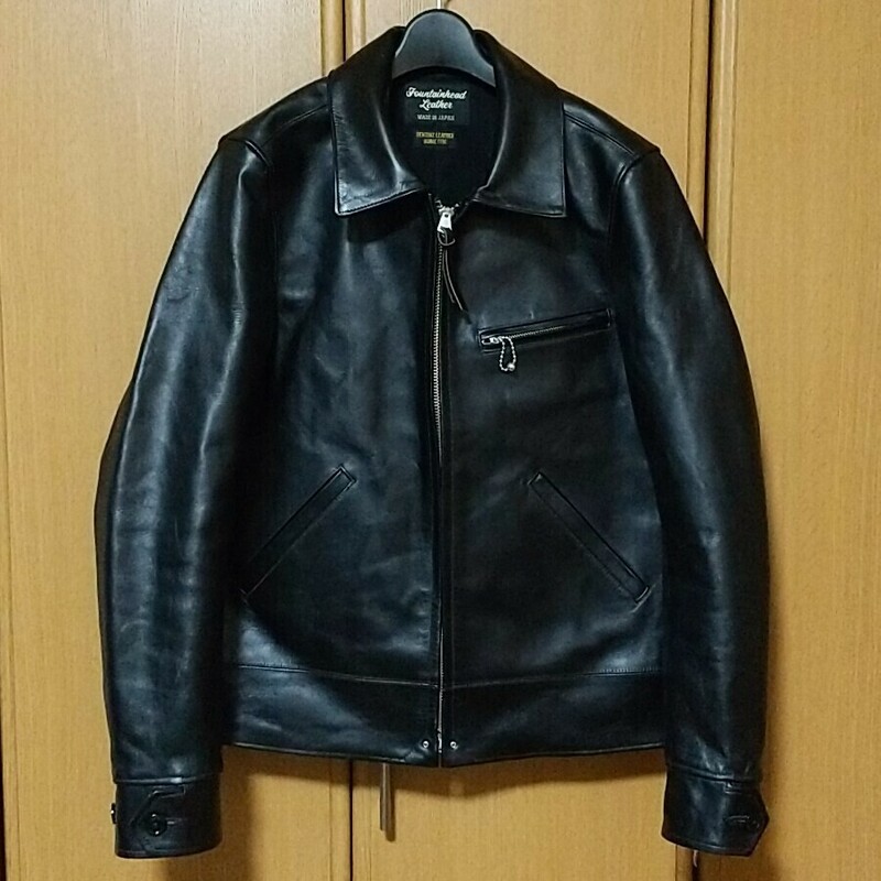 FOUNTAINHEAD LEATHER ファウンテンヘッドレザー Alpha レザージャケット 36 ブラック 黒 馬革 茶芯 fine creek leathers ライダース 