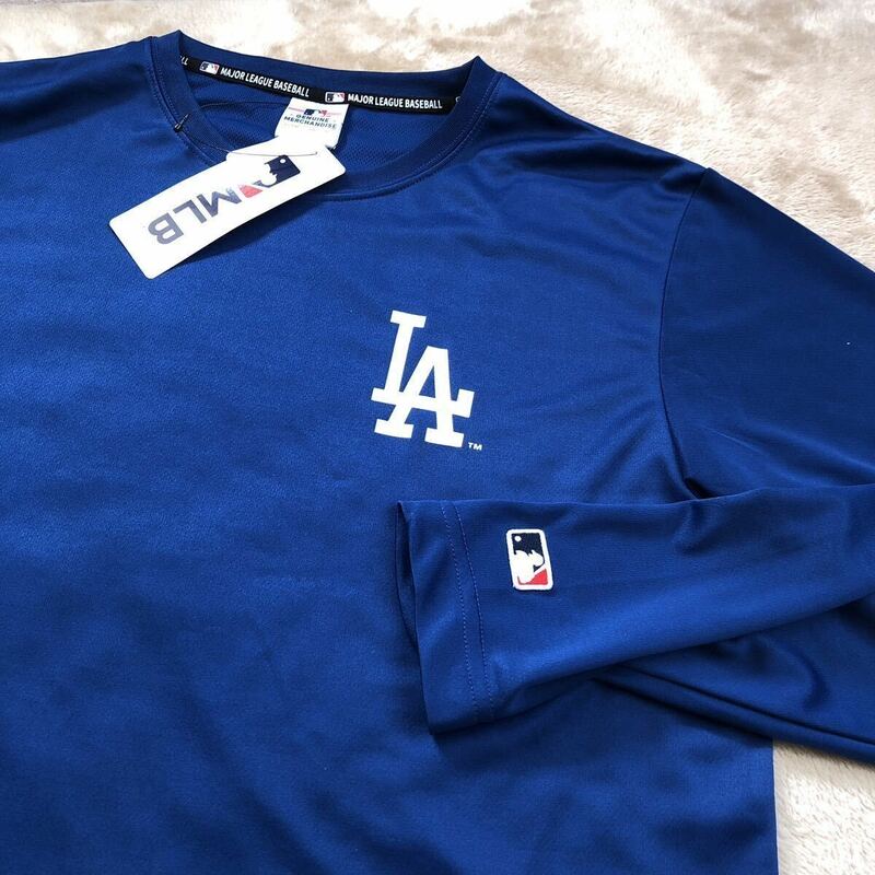 新品 MLB 長袖ドライTシャツ ブルー サイズLL 大谷翔平 ロサンゼルスドジャース