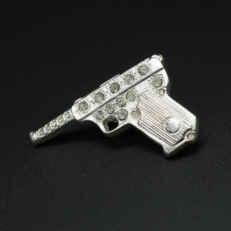 正規品 サンローラン Saint Laurent ピンバッジ Pin Badge シルバー Silver ピストル Pistol Gun Authentic Mint