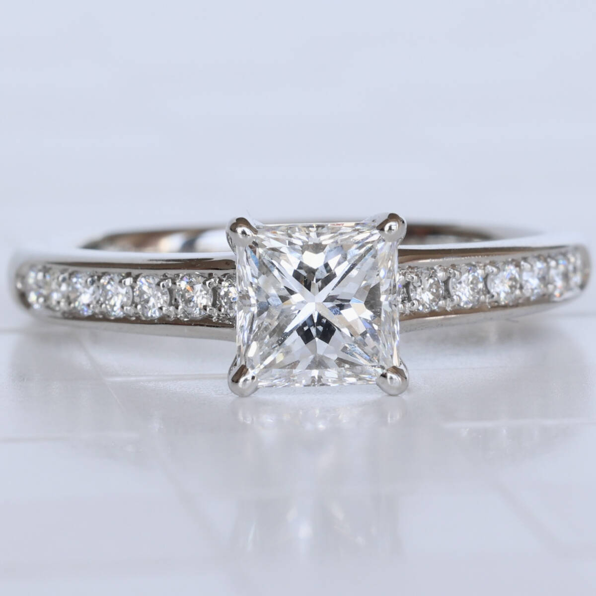 Pt950 和光 ダイヤモンド 0.75ct プリンセスカット プラチナ 0.7ct 1粒 スクエア エンゲージ ブライダル WAKO 銀座和光