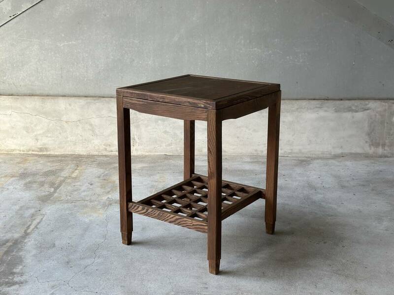 カフェテーブル テーブル サイドテーブル ヴィンテージ　古材 古家具 古道具　インテリア　ディスプレイ 木製 無垢材　木台　古木　格子
