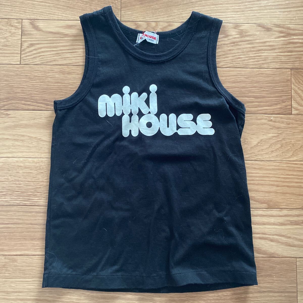 ミキハウス mikihouse 子供服 キッズ トップス タンクトップ ロゴ 古着 黒 ブラック T110-B56 日本製 値下げ