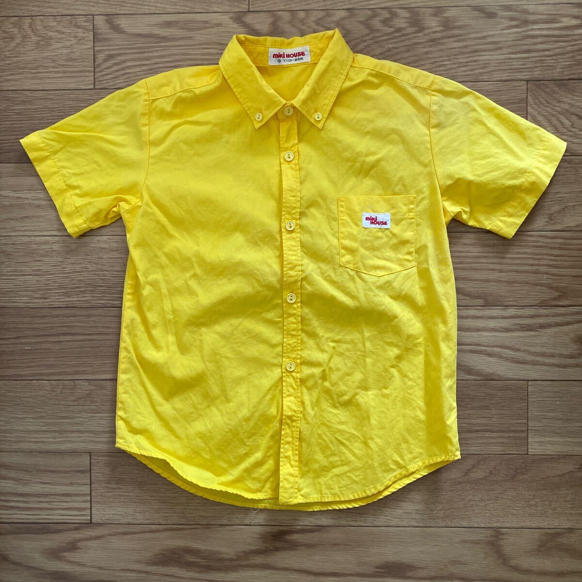 ミキハウス mikihouse 子供服 キッズ 半袖シャツ 半袖 シャツ 古着 レトロ 黄色 イエロー T110-B56 シンプル 日本製 値下げ