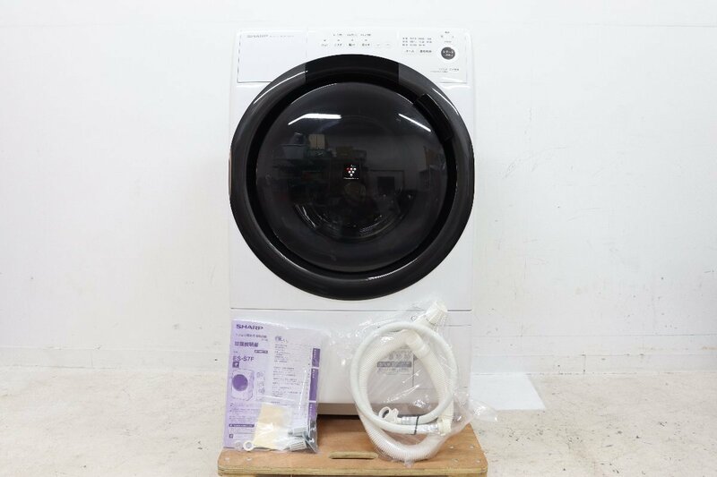 SHARP/シャープ 2021年製 ドラム式洗濯乾燥機 ES-S7F-WL プラズマクラスター 左開き 斜型 洗濯7kg 乾燥3.5kg