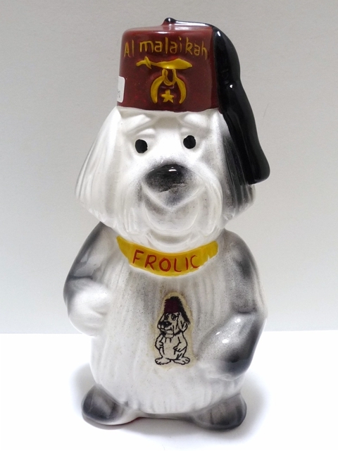 秘密結社　フリーメイソン　陶器製　ビンテージ　FROLIC DOG　犬　コインバンク 貯金箱 ワッペン付き USA レア 高さ21.2cm インテリアに