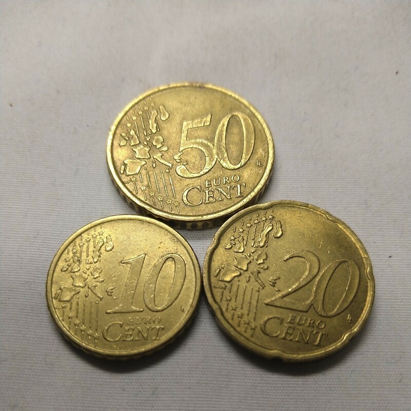 n-1092◆フィンランド 50 20 10 セント 硬貨 ３点 ユーロ ◆状態は画像で確認してください