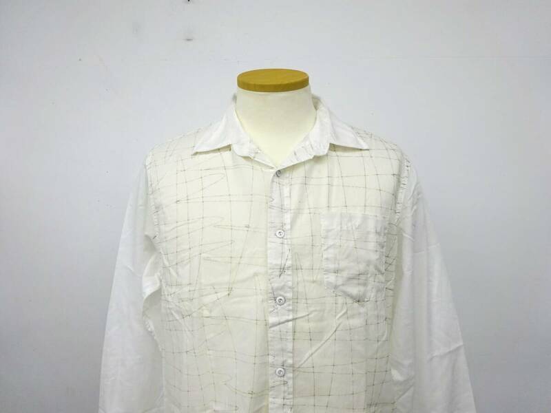 Desigual　デシグアル　長袖シャツ　プリントシャツ　シンプル　ホワイト　Mサイズ　春夏　メンズ　Y-664い