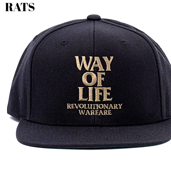 新品【RATS EMBROIDERY CAP "WAY OF LIFE" BLACK x ASH GOLD 24'SPA-0102 ラッツ エンブロイダリーキャップ 2024 帽子】