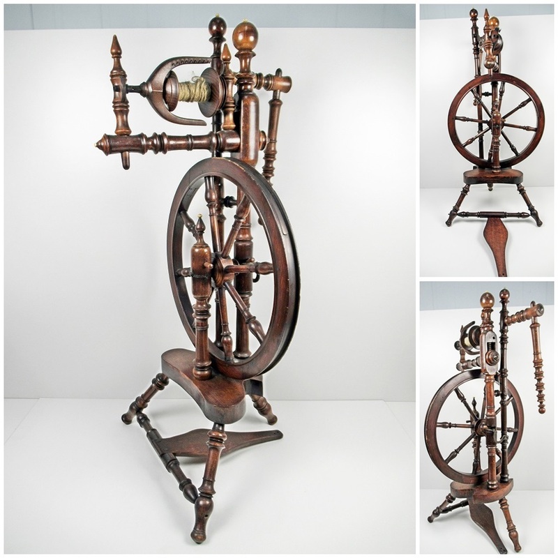 ◆[A21]アンティーク　糸紡ぎ機　フランス　スピンロック　ホグロック　19世紀　woodの糸紡ぎ機　古道具　ビンテージ　現状品