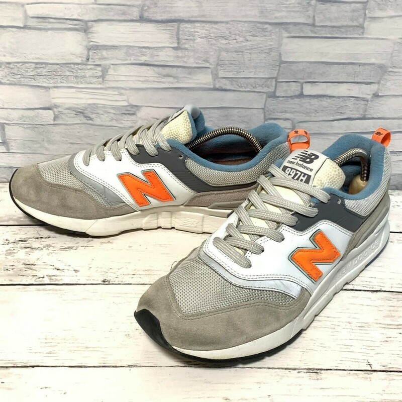 R5985bE New Balance997 ニューバランス スニーカー グレー×ホワイト×オレンジ 27cm メンズ スウェード メッシュ CM997HAG