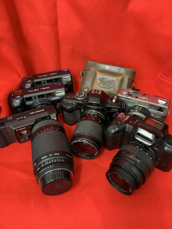 N369　カメラ　8個まとめて　動作未確認　ジャンク　Canon　PENTAX　YASHICA　FirstSEMI　Konica