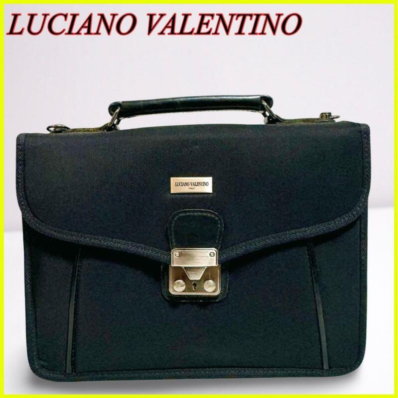 【美品】LUCIANO VALENTINO ルチアーノバレンチノ ビジネスバッグ ハンドバッグ コンパクトバッグ ミニビジネスバッグ ブラック メンズ 1円