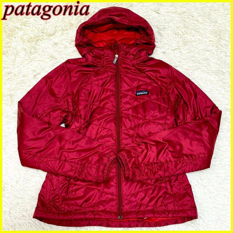 【美品】patagonia パタゴニア ジャケット ブルゾン ダウンジャケット 赤 レッド フード Aライン M アウトドア レディース