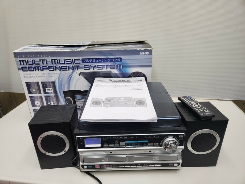 ！DK◇ 通電確認済み DIGITAL SONIC マルチミュージックコンポ MT-39 レコード CD カセット ラジオ 録音 再生 箱付き