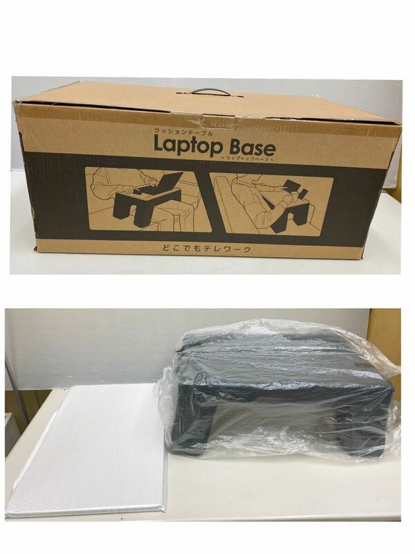 ！！EK@ 美品 SOLCION Laptop Base ラップトップベース クッションテーブル どこでもテレワーク 竹製天板 テーブル クッション 箱付き
