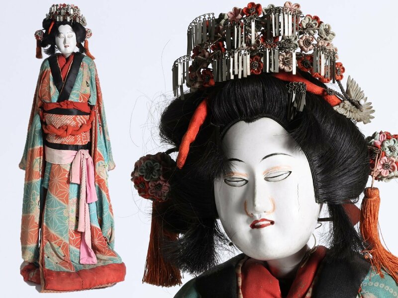 時代文楽人形 両腕に天狗弁の焼印 日本人形 浄瑠璃 伝統芸能 からくり人形