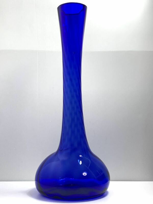ブルーフラワーベース　大瓶　ガラス　オブジェ 花瓶 花入 花器 インテリア ディスプレイ　高さ69cm ●
