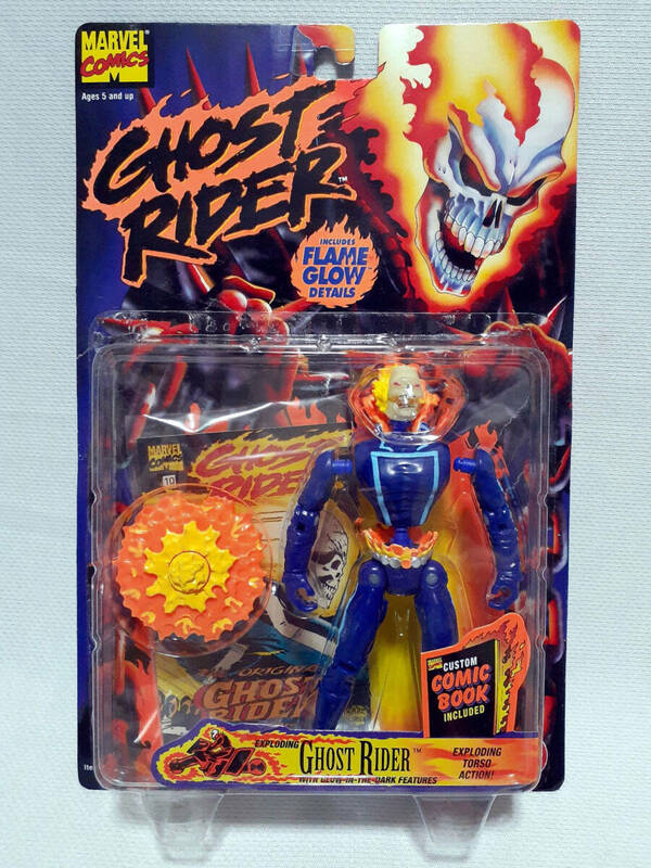 定形外可 トイビズ 1996年 エクスプローディング ゴーストライダー 5″ EXPLODING GHOST RIDER コミック付き TOYBIZ マーベル/パニッシャー