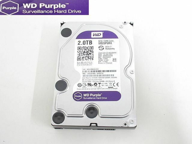 S3052R Western Digital WD Purple WD20PURX 2TB 3.5インチ内蔵HDD フォーマット済み CrystalDiskInfo正常判定