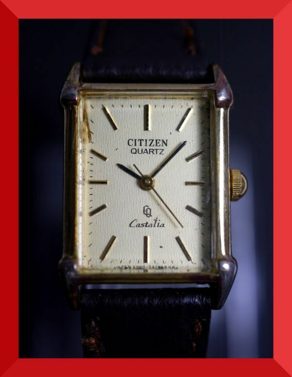 シチズン CITIZEN カスタリア CASTALIA クォーツ 3針 4-751183 女性用 レディース 腕時計 x506 稼働品