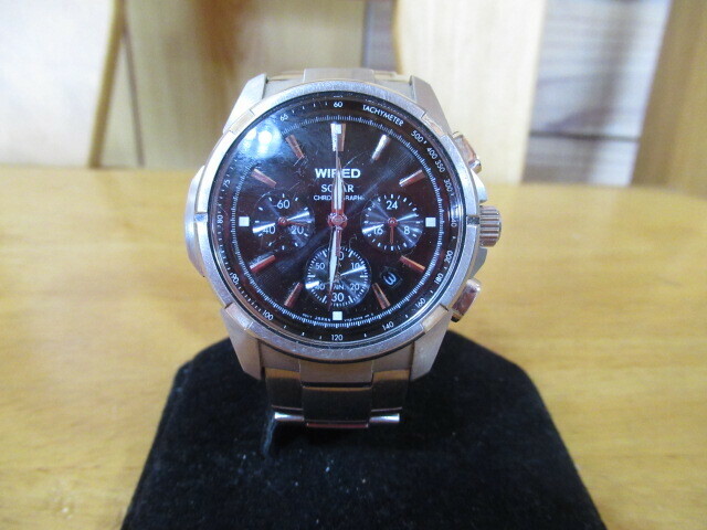 1365 SEIKO 腕時計 WIRED V175-0AB0 セイコー ワイアード ソーラー クロノグラフ デイト機能 24H表示 譲渡品