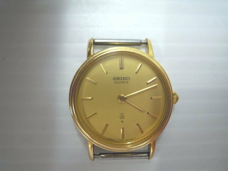 SEIKO セイコー 2320-0100 14K刻印 ゴールド文字盤 クオーツ レディース腕時計