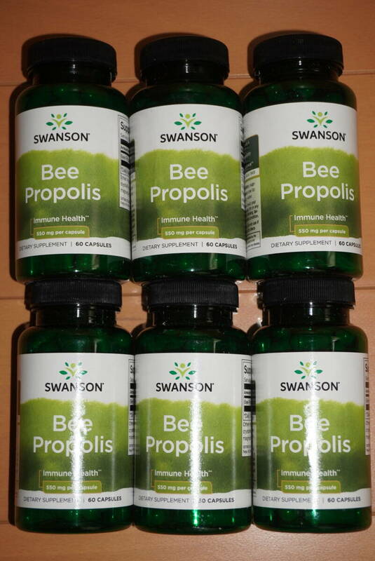 ※6個セット！スワンソン　プロポリス　Bee Propolis　550㎎　60粒×6個＝360カプセル※