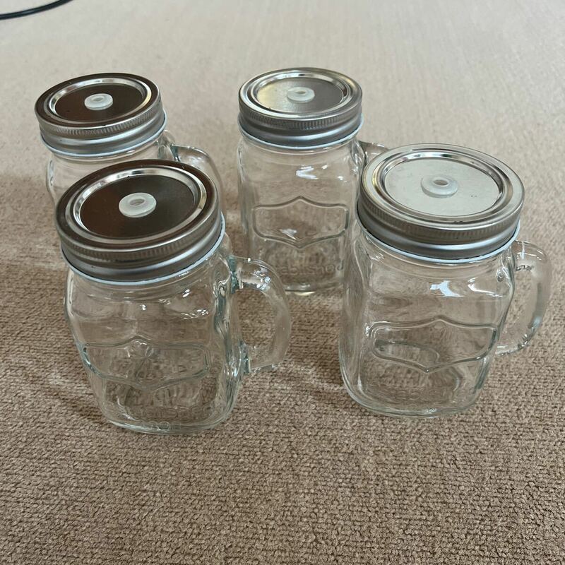 メイソンジャー　４個セット　ガラスコップ 新品未使用ガラス瓶 BALL 保存容器