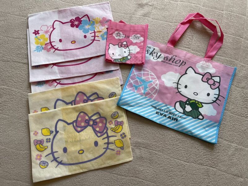 エバー航空 ショッパー エコバッグ トートバッグ 枕カバー クッションカバー キティー キティ HELLO KITTY