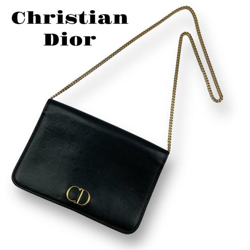 良品 ディオール Christian Dior　2way ショルダーバッグ ハンド オールレザー CDロゴ 黒