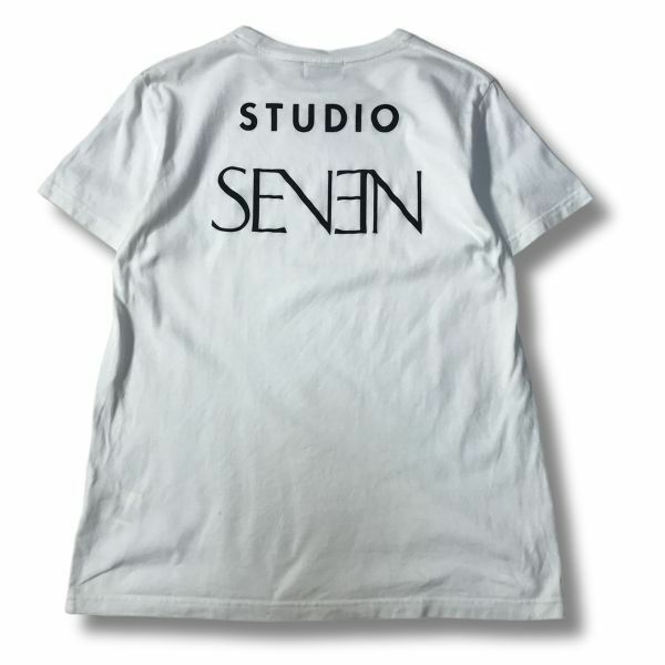 《良品◎》STUDIO SEVEN スタジオセブン★ワンポイント*バックデザイン*日本製*半袖Tシャツ*カットソー*ホワイト*サイズM(MS2763)◆S60