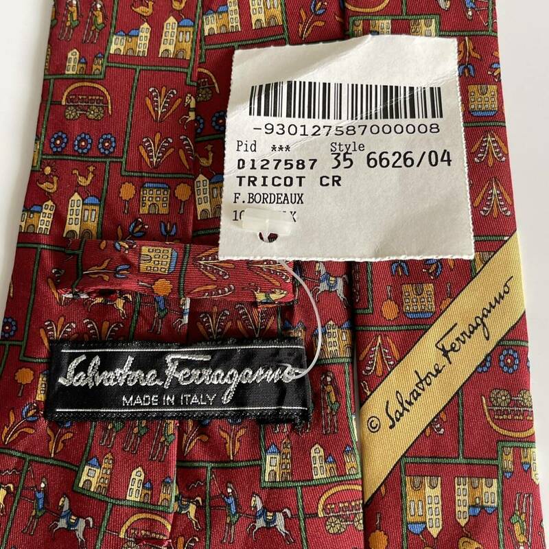 Salvatore Ferragamo(サルヴァトーレフェラガモ) 赤馬引く家ネクタイ 新品　未使用　タグ付き