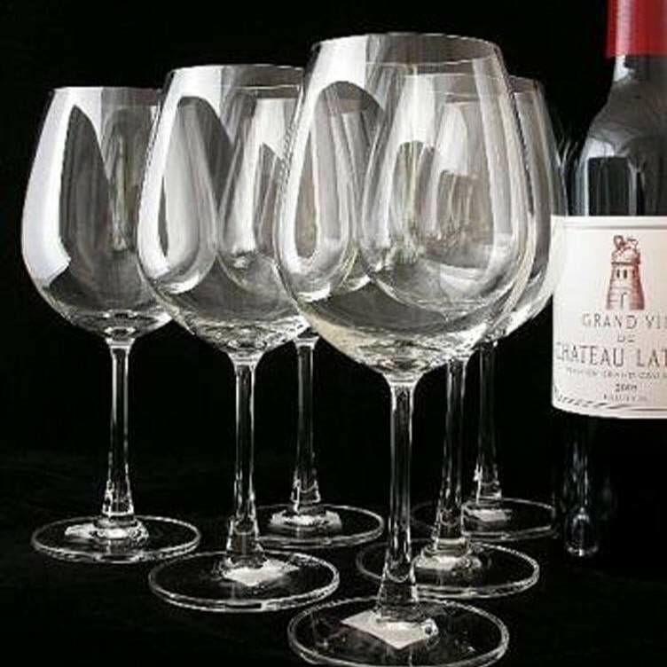 6脚セット 大ぶりサイズのボルドー用グラス ワイングラス 赤ワイン ガラス製 普段使い 家庭用 業務用 カジュアル フォーマル