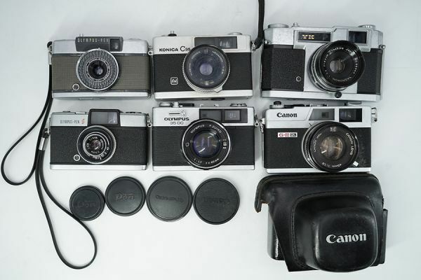 M0440【ヴィンテージカメラ】OLYMPUS CANON KONICAなど コンパクトレンジファインダーカメラ６台まとめて