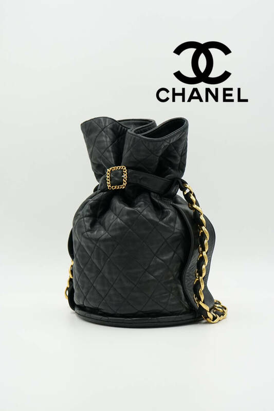 CHANEL シャネル ココマーク 巾着型 マトラッセ 極太チェーン ハンドバッグ 0412861