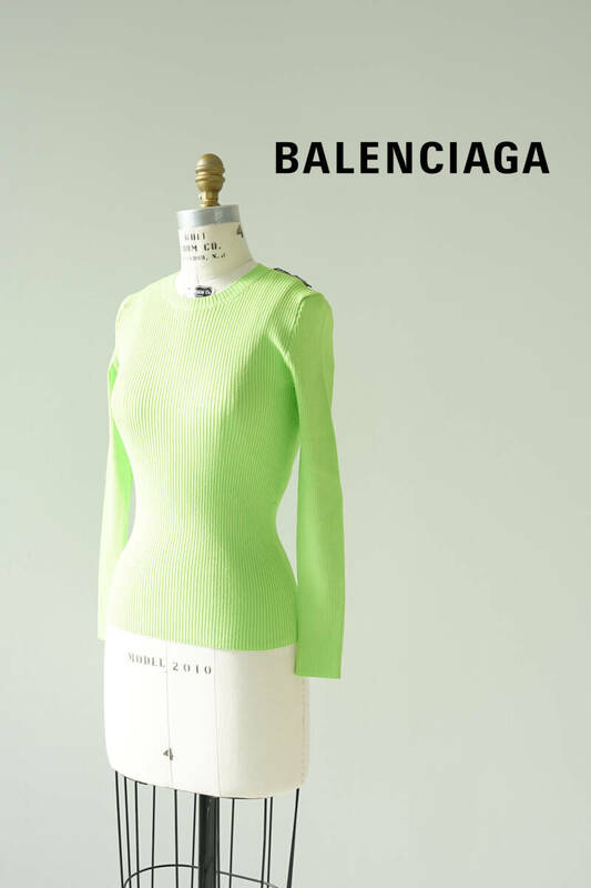 BALENCIAGA バレンシアガ ショルダーロゴ リブ カットソー size S 0427401