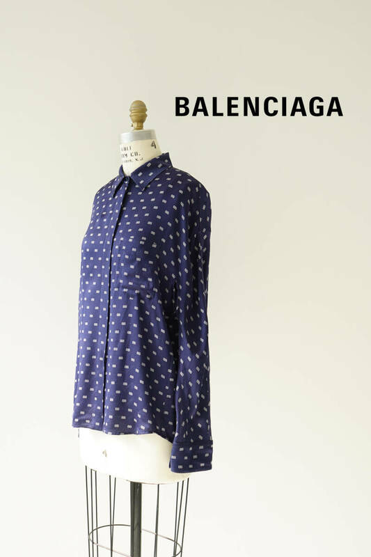 BALENCIAGA バレンシアガ BB総柄 シルク シャツ 0427781