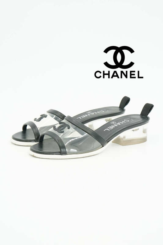 CHANEL シャネル ココマーク クリア ヒール サンダル size 36.5 23.5cm 0429033