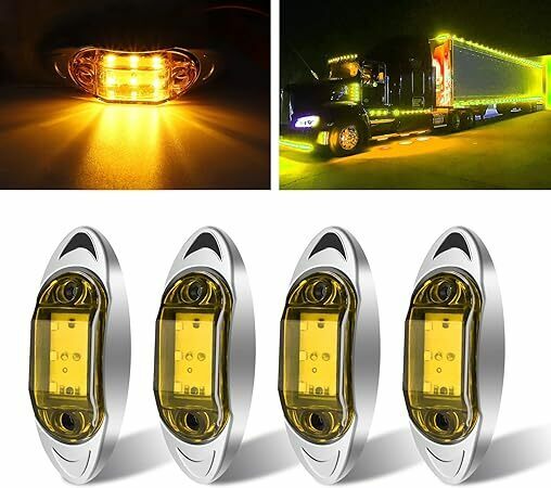 トラック用 マーカーランプ サイド マーカー LED 12V 24V 黄 6連LED カスタム 電飾 信号ライト 4個セット (アンバー)