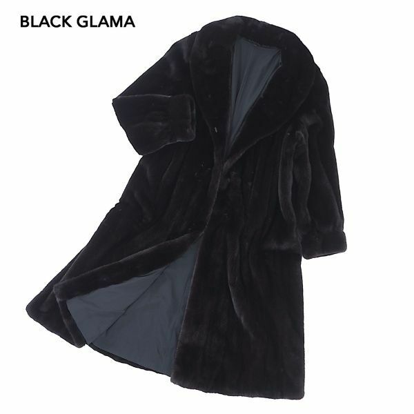 4-YDF027【美品】ブラックグラマ BLACK GLAMA ダークミンク MINK ミンクファー 最高級毛皮 ロングコート 毛質 艶やか 柔らか F レディース